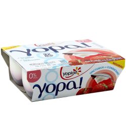 Yoplait Spécialité Laitière Yopa 0% Sur Lit De Fraises 4X100G