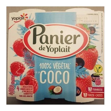 Panier De Yoplait 4X100G Spécialité Végétale Lait Coco Fraise