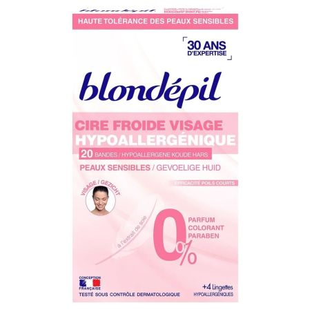 Blondépil Bandes Dépilatoires Visage Pour Peaux Sensibles 20 Pièces