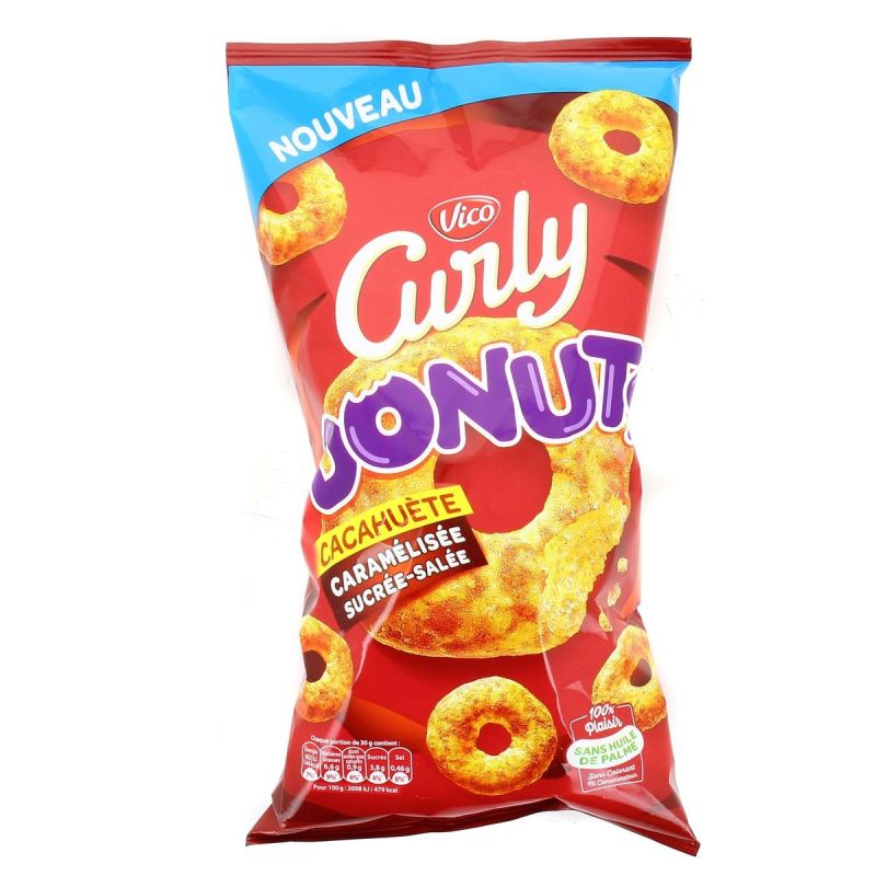 Vico Biscuits Apéritifs Donuts Cacahuète Curly : Le Sachet De 100 G