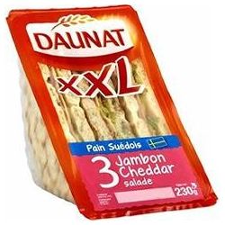 Daunat Sandwich Xxl Jambon Cheddar Pain Suedois 230G