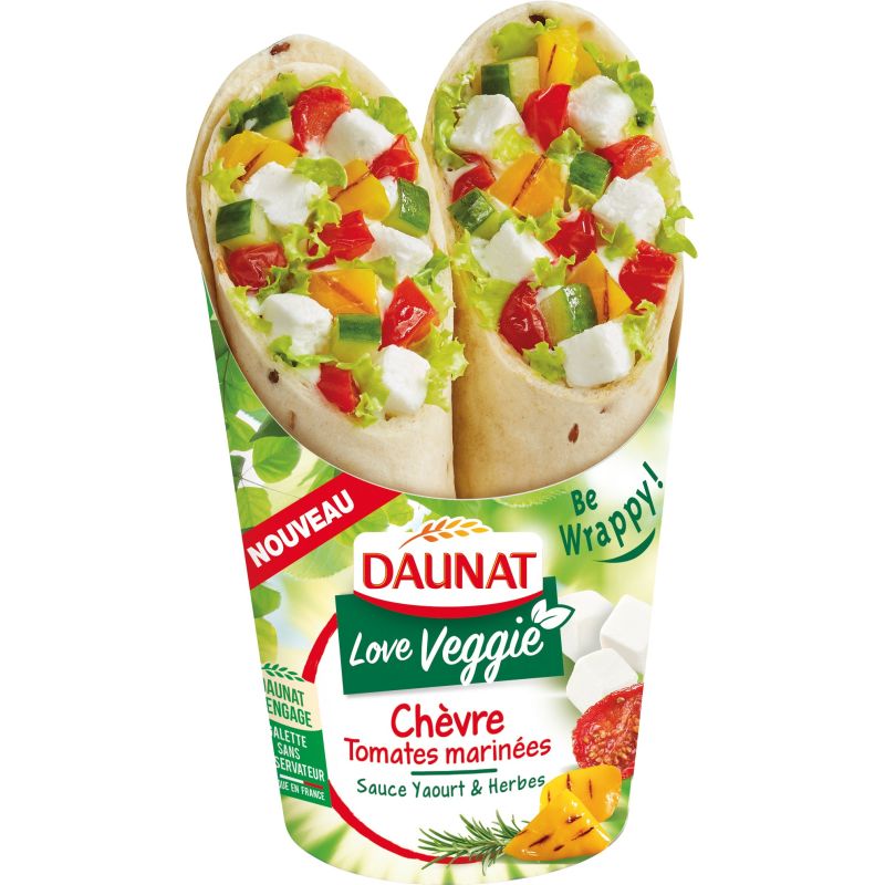 Daunat Daun Wraps Veg Chevr Tomat190G