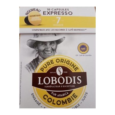Lobodis 10 Capsules Cafe Moulu Po Espresso Colombie