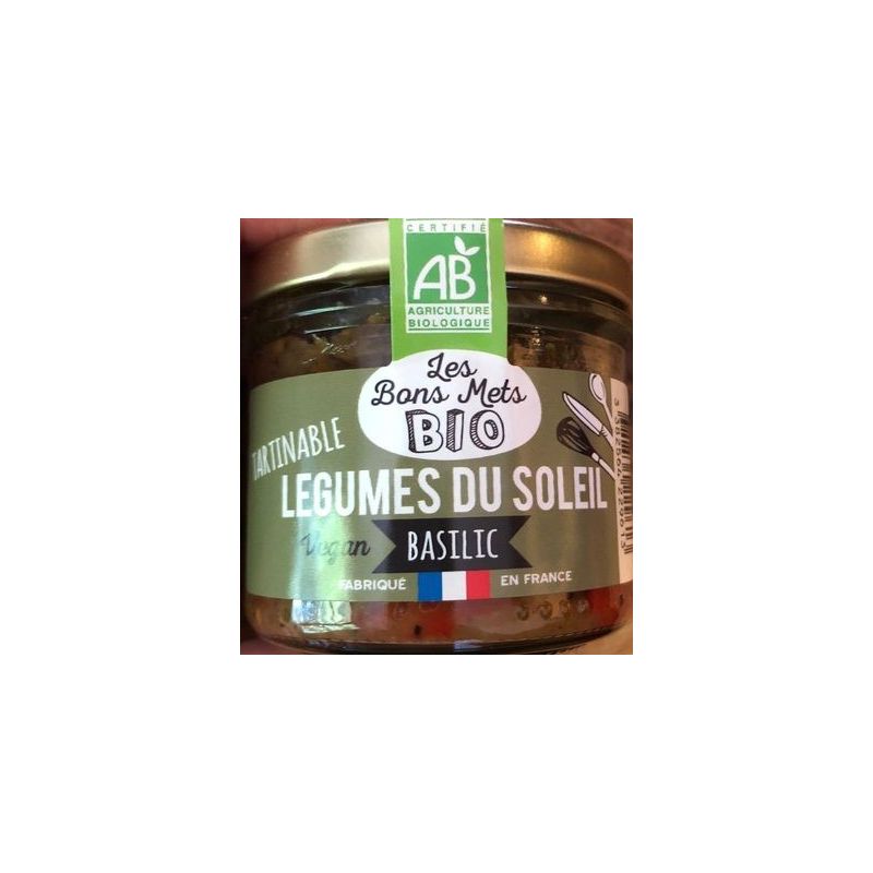 Les Bons Mets Bio 100G Tartinable De Légumes Du Soleil Basilic
