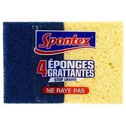 Spontex 4 Eponges Grattantes Bleues