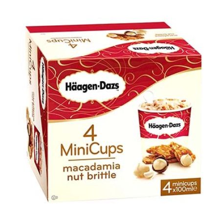 Haagen-Daz 4X100Ml Glace Mini Cup Macadamia Haagen Daz