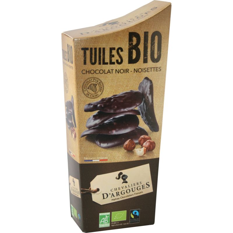 130G Tuiles Au Chocolat Noir Et Éclats De Noisette Bio Chevaliers