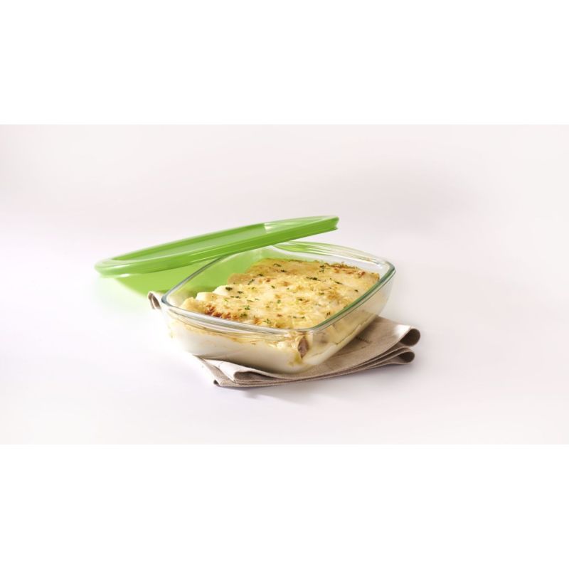 Pyrex Plat Carre + Cv 1L Verre