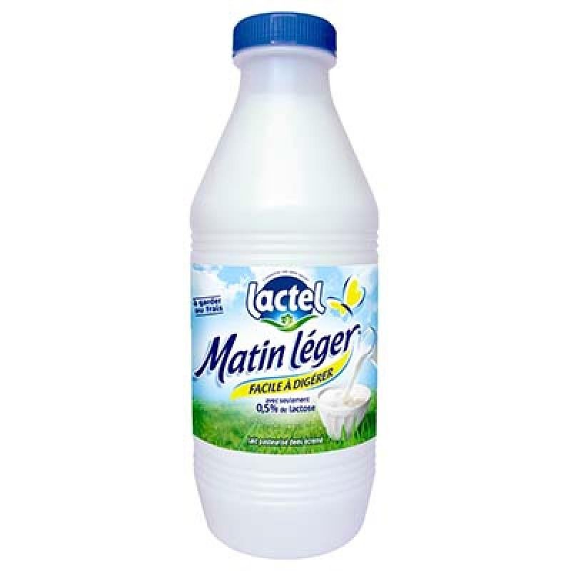 Matin Leger 1L Lait Demi-Ecreme Pasteurisé Sans Lactose Lactel