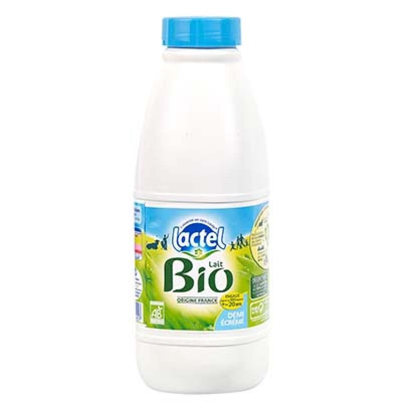 Lactel Lait Uht Bio 1/2 Écrémé Bouteille 1L