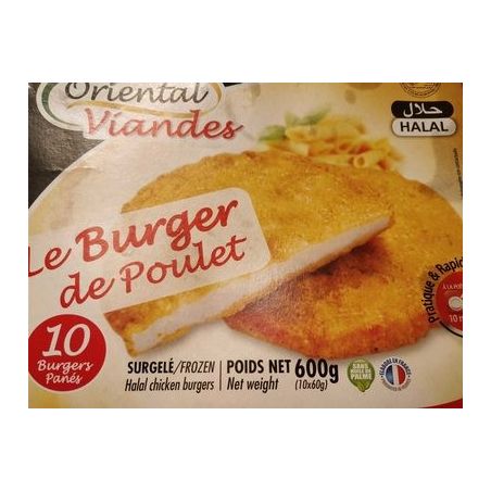 Oriental Viande 10X60G Burger Poulet Pane Halal