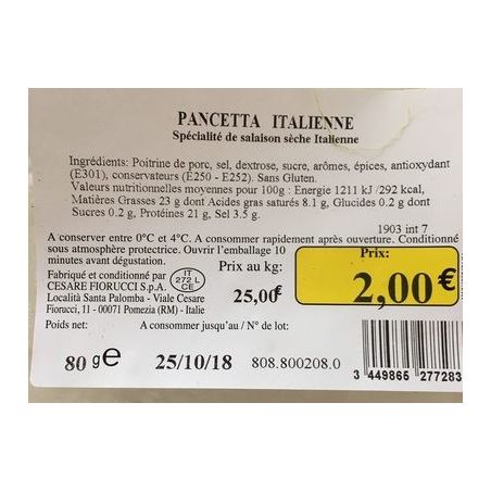 Fe Chiff.Panceta Italienne 80G