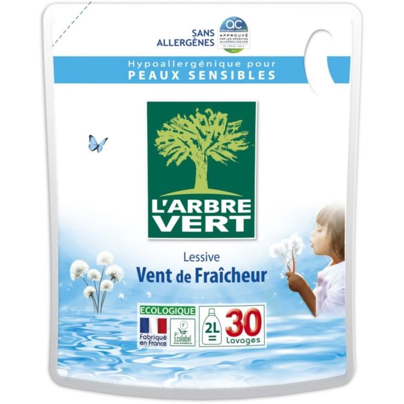 Arbre Vert Recharge 2L Lessive Liquide Peau Sensible Ecologique