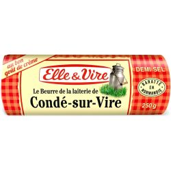 Elle & Vire 250G Beurre Doux Rouleaux 1/2 Sel De Conde