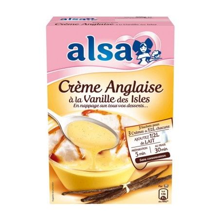 Alsa Préparation Dessert Crème Anglaise Vanille La Boite De 3 Sachets 300 G