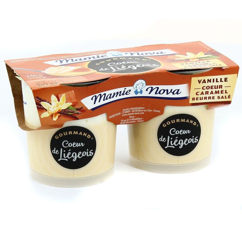 Mamie Nova 2X120G Liegeois Gourmand Vanille Coeur Caramel Mamzi