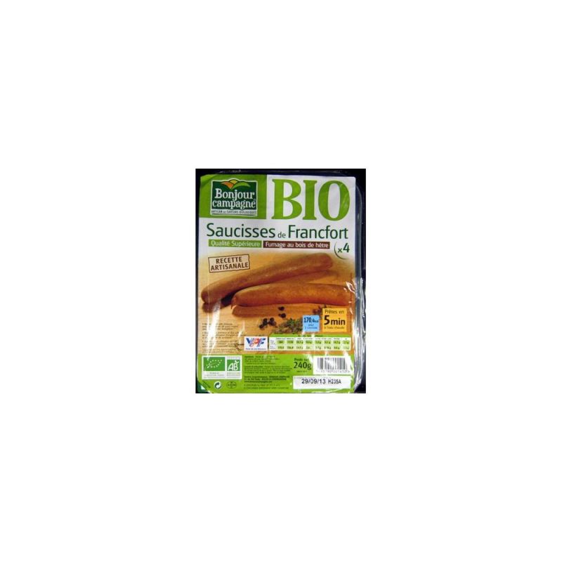 Bioporc Saucisse De Francfort Bio X 3