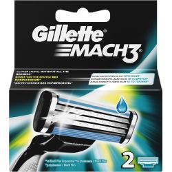 Gillette Mach3 For Men Razor Blade Refills, 2 Pieces