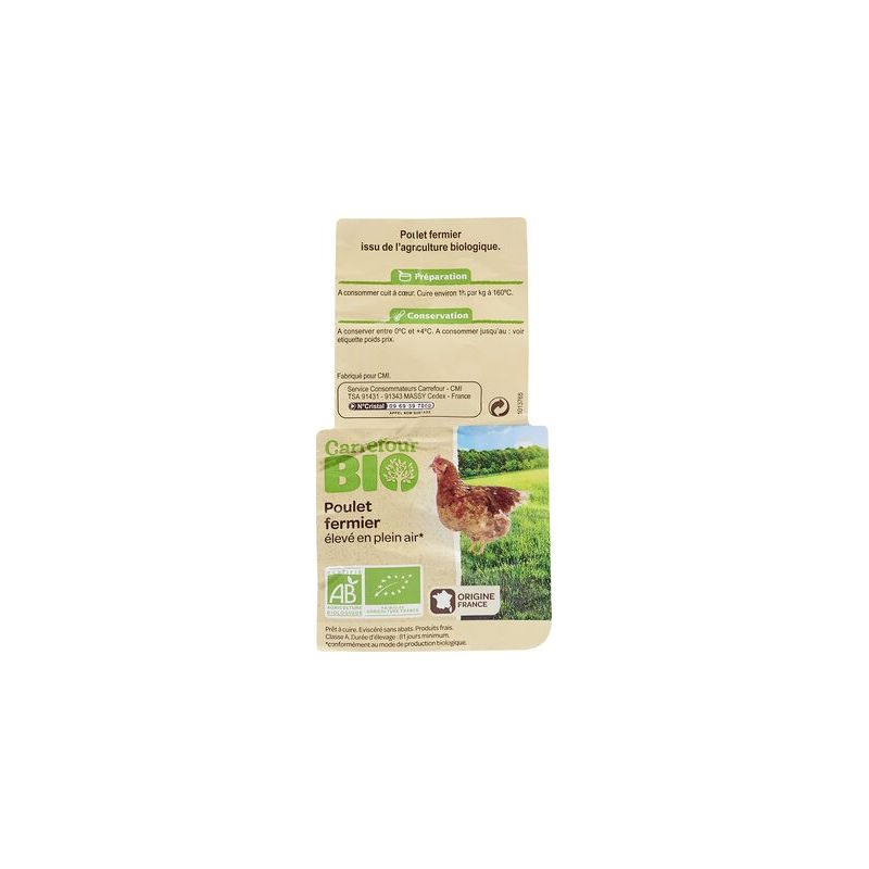 Carrefour Bio Kg Poulet Fermier Blc Carf