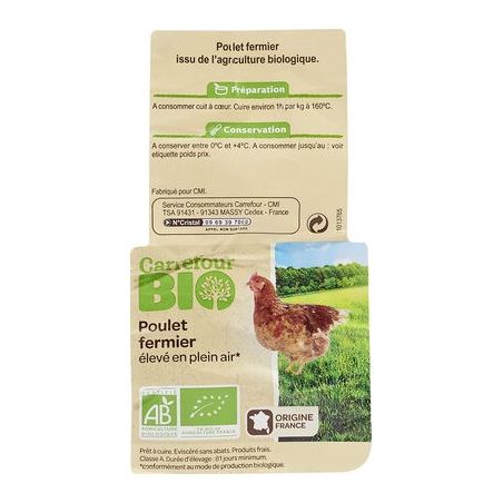 Carrefour Bio Kg Poulet Fermier Blc Carf