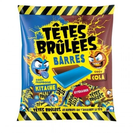 Verquin Bonbons Barres Goûts Framboise/Cola Têtes Brûlées : Le Sachet De 200 G