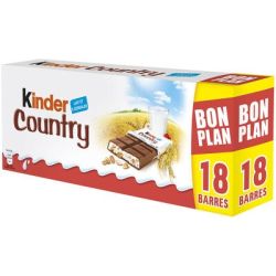 Kinder Barres Chocolatées Céréales Soufflées Country 18 423G