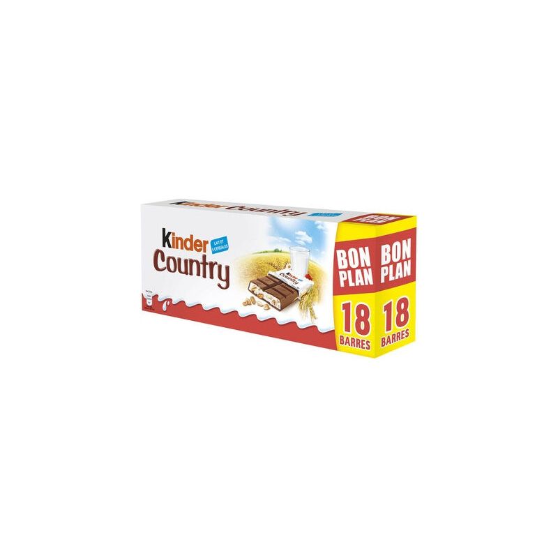 Kinder Barres Chocolatées Céréales Soufflées Country 18 423G