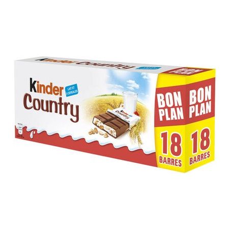 Kinder Barres Chocolatées Céréales Soufflées Country 18 423G