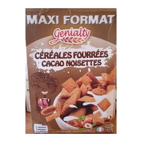 Genialty Céréales Fourrés Cacao Noisette 2 X 375Gr