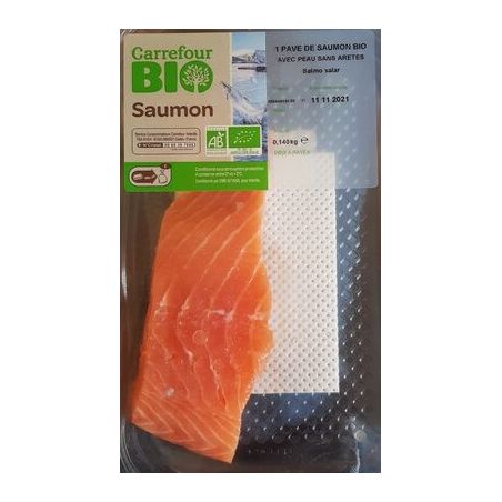 Carrefour Pavé De Saumon Bio Avec Peau Sans Arêtes 140G