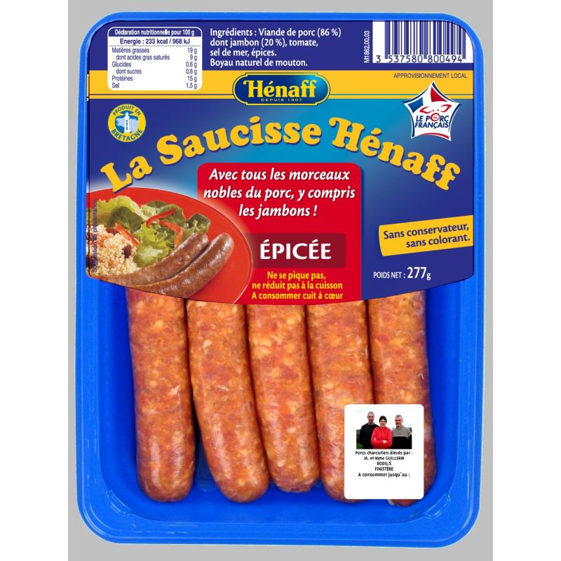 Henaff Hen.Saucisse Epicex5 Petit280G