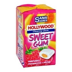 Hollywood Chewing Gum Sans Sucre Framboise Pêches X3