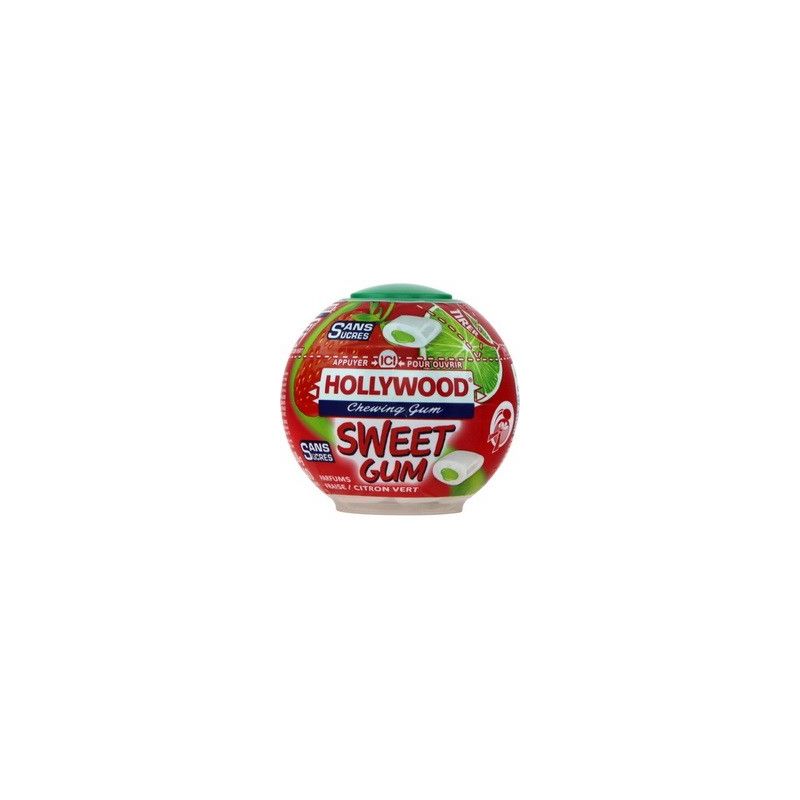 Hollywood Sweet Gum Fraise Citron Vert Sphere 40Dragees