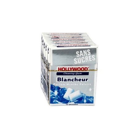 Hollywood Chewing Gum Blancheur Menthe Polaire S/Sucre10D