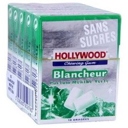 Hollywood Chewing Gum Blancheur Menthe Verte S/Sucre10D