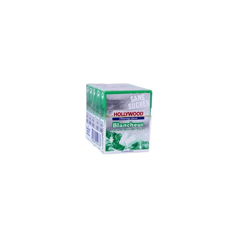 Hollywood Chewing Gum Blancheur Menthe Verte S/Sucre10D