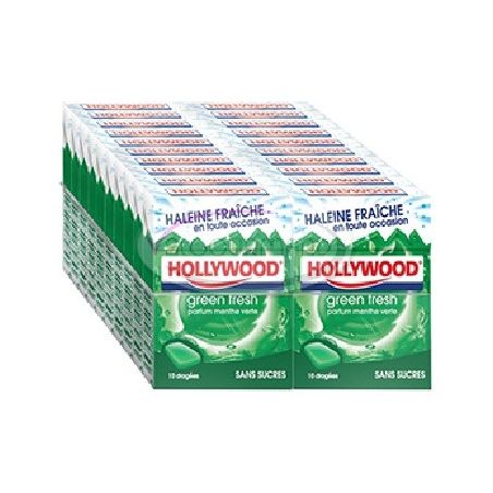 Hollywood 15G 10 Dragee Green Fresh Sans Sucre