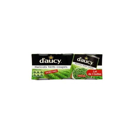 D'Aucy Haricots Verts Coupés Extra Fins 1/4 : Les 3 Boites De 110 G