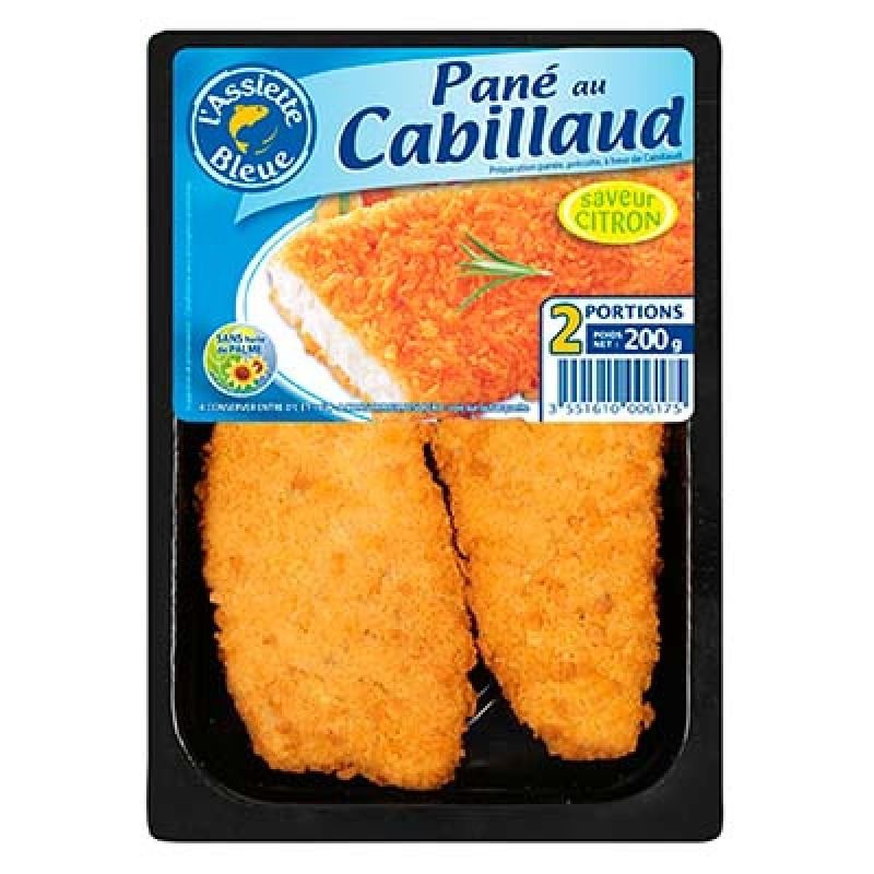 Assiette Bleue Cabillaud Pane X2 Ass.Bl