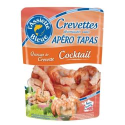 Assiette Bleue 100G Queues Crevettes Sauce