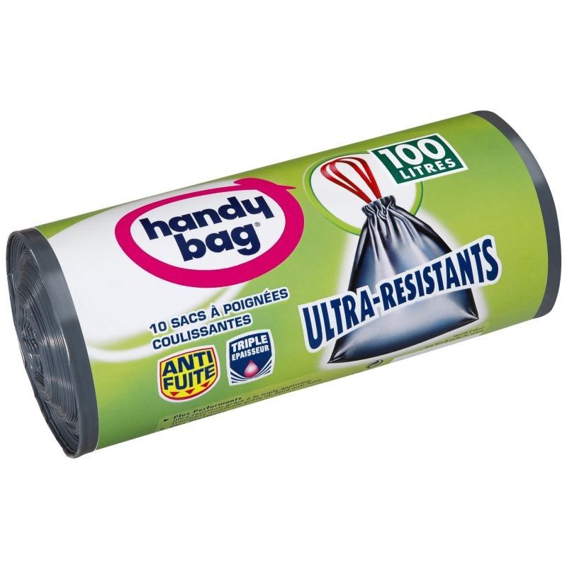 Handy Bag Sac Poubelle Poignee Coulissante 100L