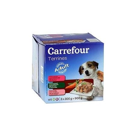 Carrefour 3X300G Terrines Pour Chiens Assortiment Viande/ Légumes Crf