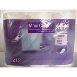 Crf Cdm X12 Rouleaux Papier Hygiénique 3 Plis Blanc Bleu
