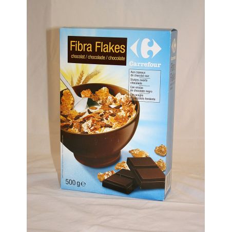 Carrefour 500G Céréales Fibra Flakes Aux Copeaux De Chocolat Noir Crf