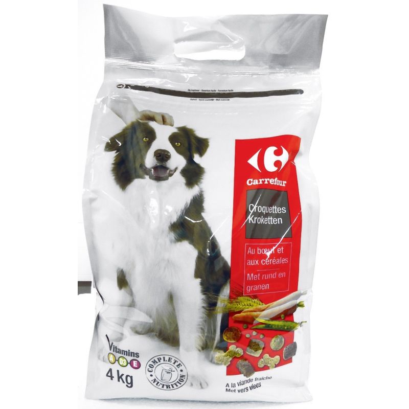 Carrefour 4Kg Croquettes Pour Chiens Au Boeuf Frais Crf