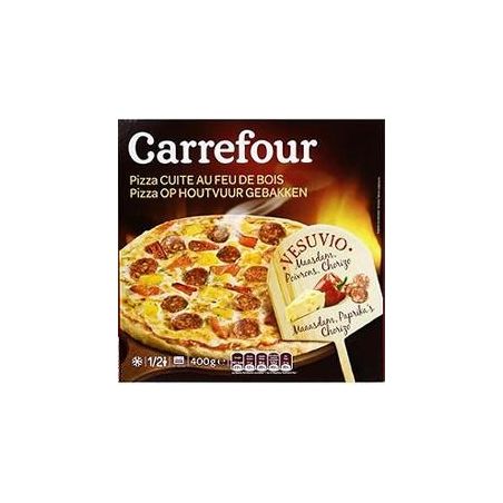 Carrefour 420 Grande Pizza Chorizo/Poivron Cuite Au Feu De Bois Crf
