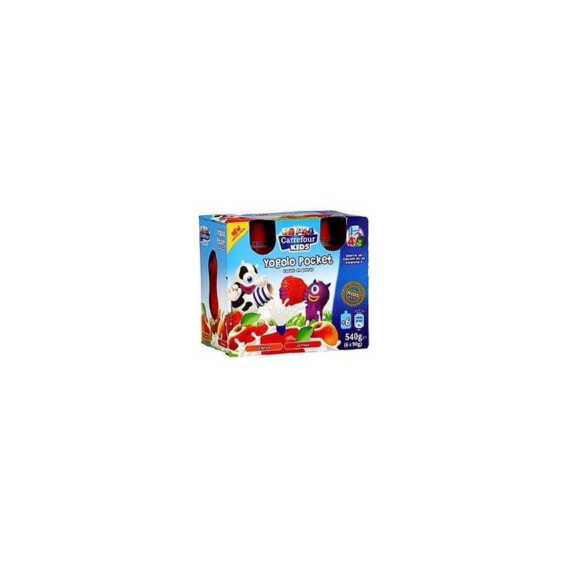 Carrefour Kids 6X90G Yaourts Fraise/Abricot En Gourde Crf