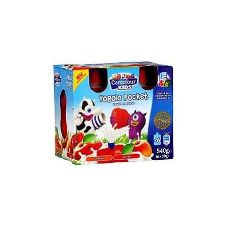 Carrefour Kids 6X90G Yaourts Fraise/Abricot En Gourde Crf