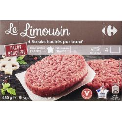 Carrefour 4X120G Steaks Hachés Limousin 15% Mg Crf