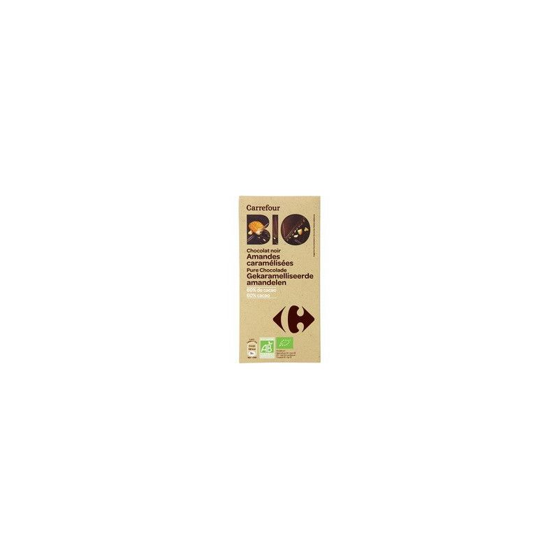 Carrefour Bio 100G Tablette Chocolat Noir Amande Crf